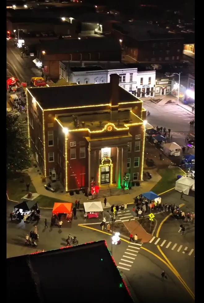 Aerial drone footage of a Kentucky downtown event by CS Media video production
